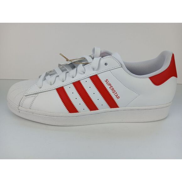 Adidas Superstar Men\'s Size US 12 Athletic Shoes White/Red Sneakers IG9367 New